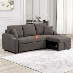 83" Pull Out Sleeper Sofa Bed Sectional Couch