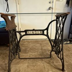 Antique Singer Sewing Table w/glass