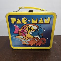 Vintage 1980s Metal PACMAN Lunch Box (No Thermos)