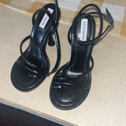 Brand New Steve Madden Black Ankle Tie Heels Size 7