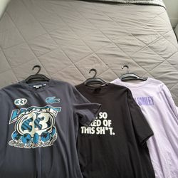 Men’s Graphic T-Shirt Bundle (Lacoste + H&M) Size L – 3 Shirts 