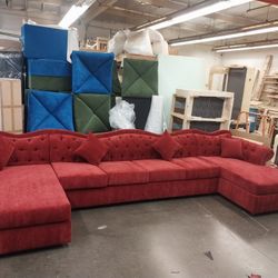 BRAND NEW 6X15X6FT AND 11X11FT OR 6X13X6FT SECTIONAL CHAISE SOFA  BARCELONA CINNABAR FABRIC.  CUSTOM MADE AVAILABLE 