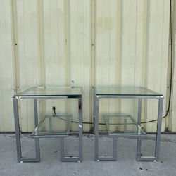 Chrome And Glass End Tables