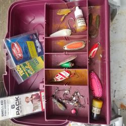 Assorted Fishing Tackle And Tackle Box