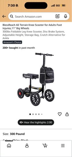 BlessReach All Terrain Knee Scooter for Adults Foot Injuries, 11" Big Wheels