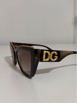 Authentic Dolce & Gabbana DG 6144 502/13 Tortoise Shell & Gold Logo Cat-Eye Sunglasses