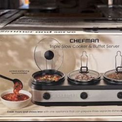 CHEFMAN • Triple Slow Cooker - In Box