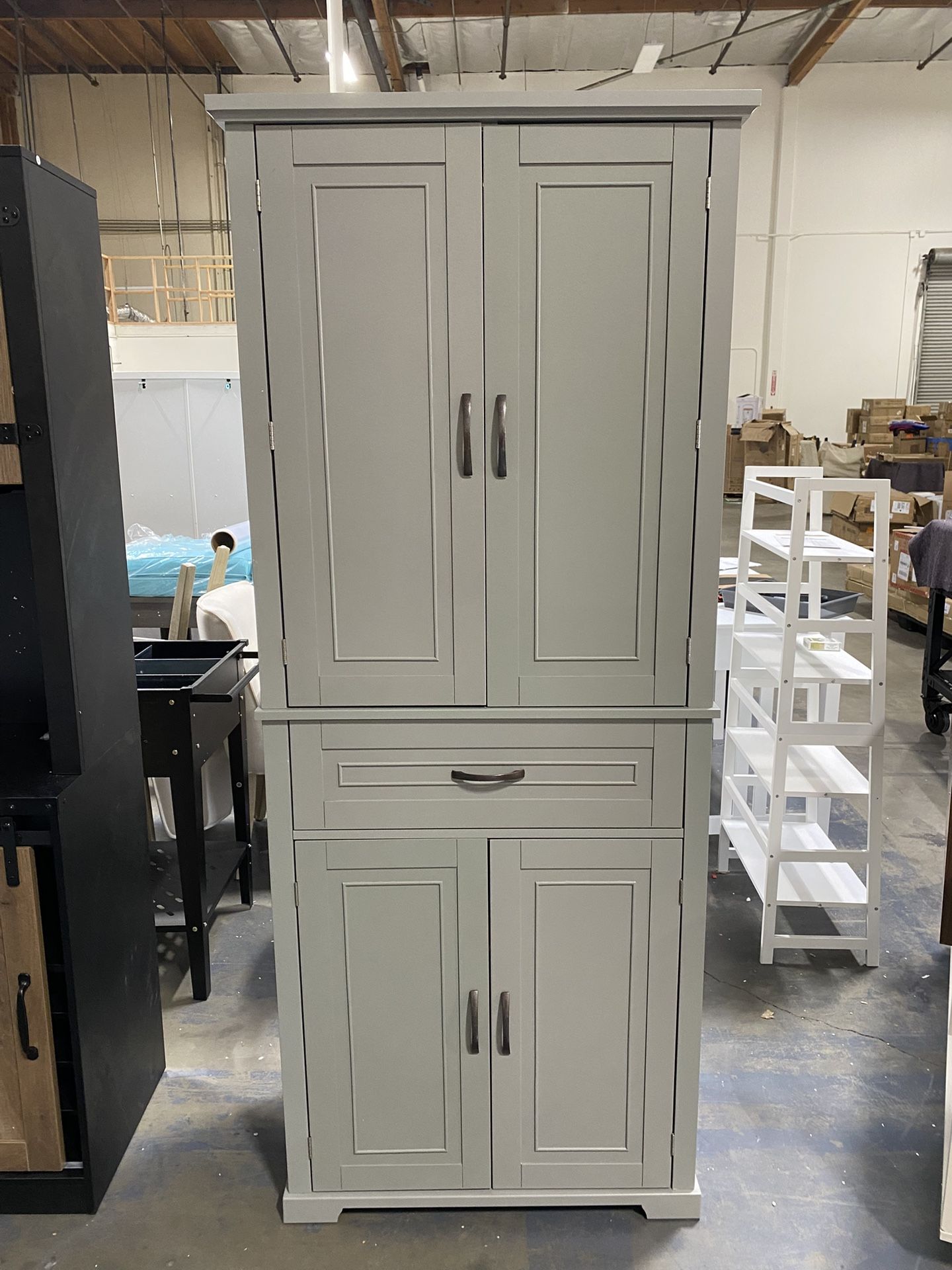 New Assembled 72in Kitchen Storage Cabinet, Tall Pantry Cabinet with Drawer, Adjustable Shelves, Dr