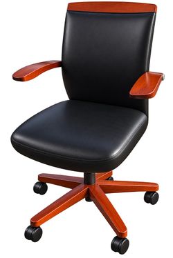 Black Leather Office Chair with Wood
