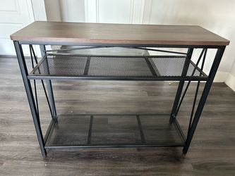 Console Table with Metal Mesh Shelves