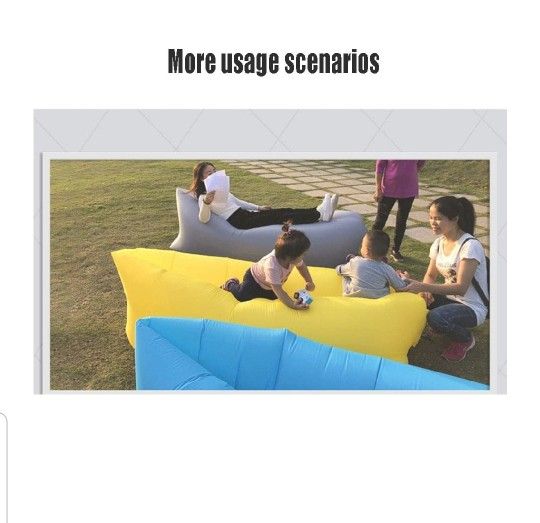 Outdoor Inflatable Lounger Portable Waterproof Air Filled Balloon Air Bag, Nylon Fabric Bean Bag, Air Sleeping Sofa Couch for Camping, Beach, Park