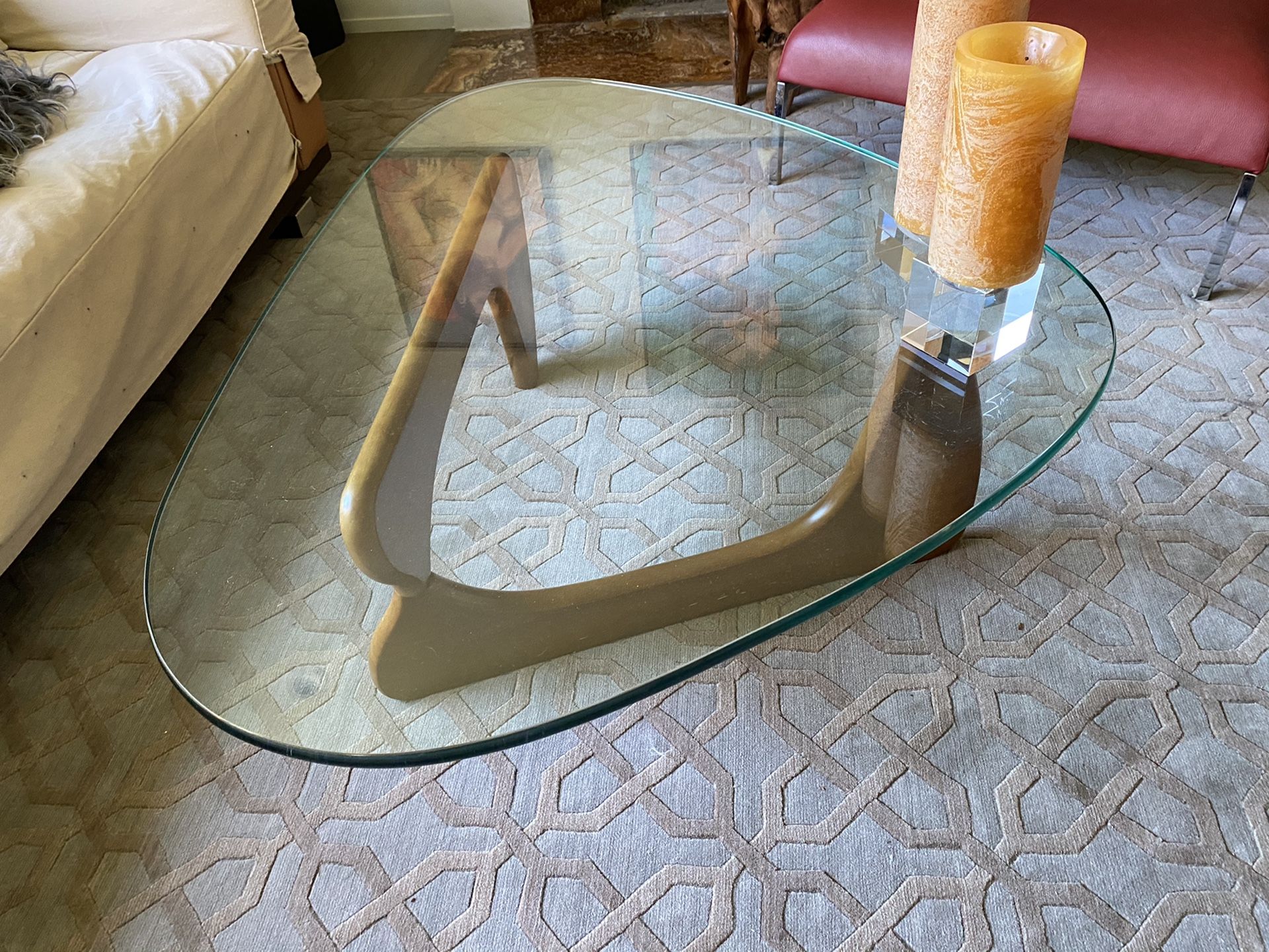 Coffee table, glass top, Herman Miller style