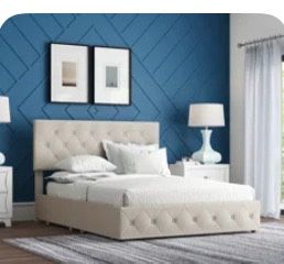 QUEEN kendal tufted upholstered storage platform bed