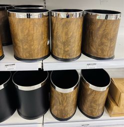 Open Top Leatherette Trash Can