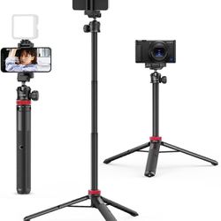 Extendable Phone Tripod, 59" Selfie Stick Phone Vlog Tripod Stand 