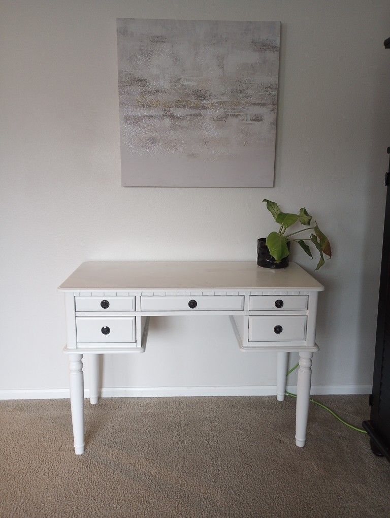 White Writing Table Desk 5 Drawer School
