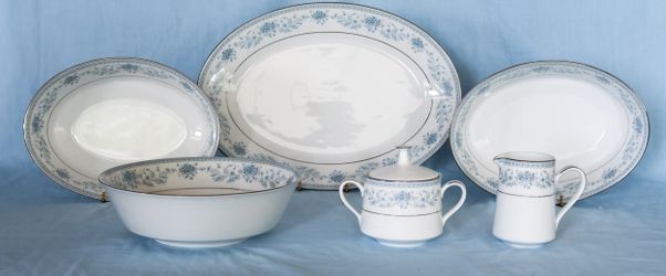 Noritake Blue Hill Collection of  Serving Pieces. Vintage.