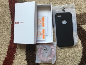 iPhone 7/7 plus hard case with tempered glass screen protector and cable