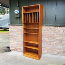 Mid Century Modern Teak Bookcase Bookshelf With Record Storage Vintage 