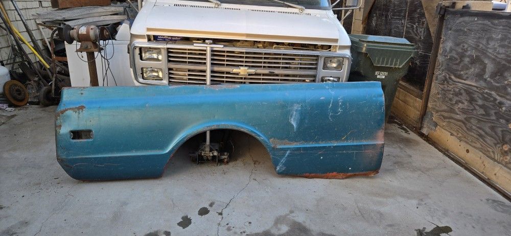 1971 Chevy C10 Parts. Air Ride System, Passenger Side Bed Panel, Wheels.