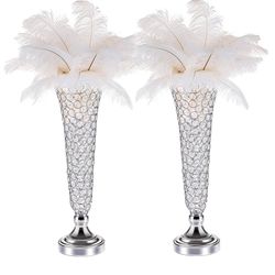 Crystal Trumpet Floral Vase, 2pcs of Table Centerpieces. NEW