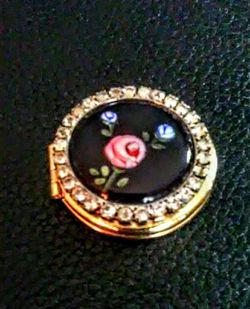 Vintage Black Enamel Floral Locket pendant