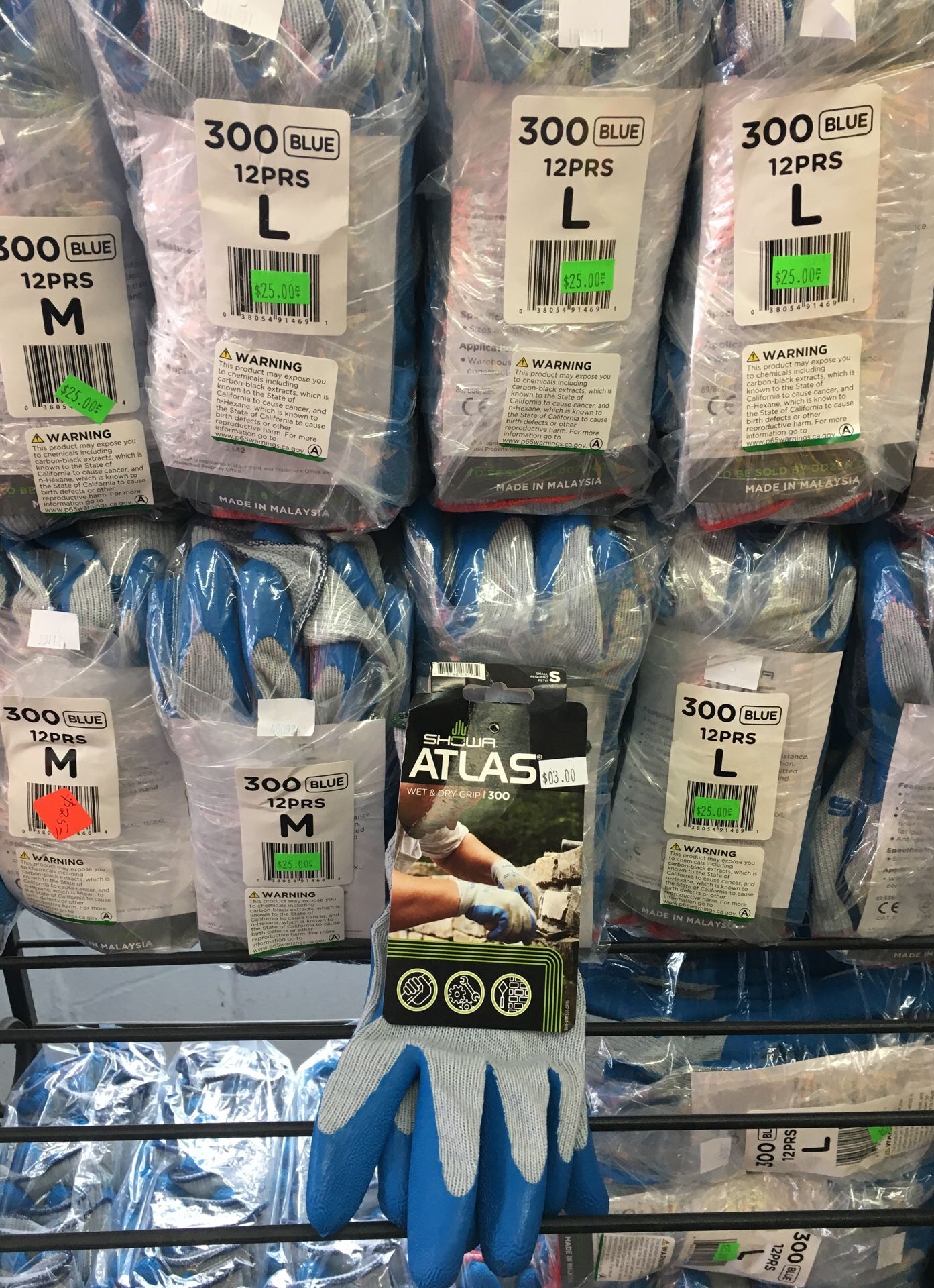 Atlas blue work gloves- 12 pair pack
