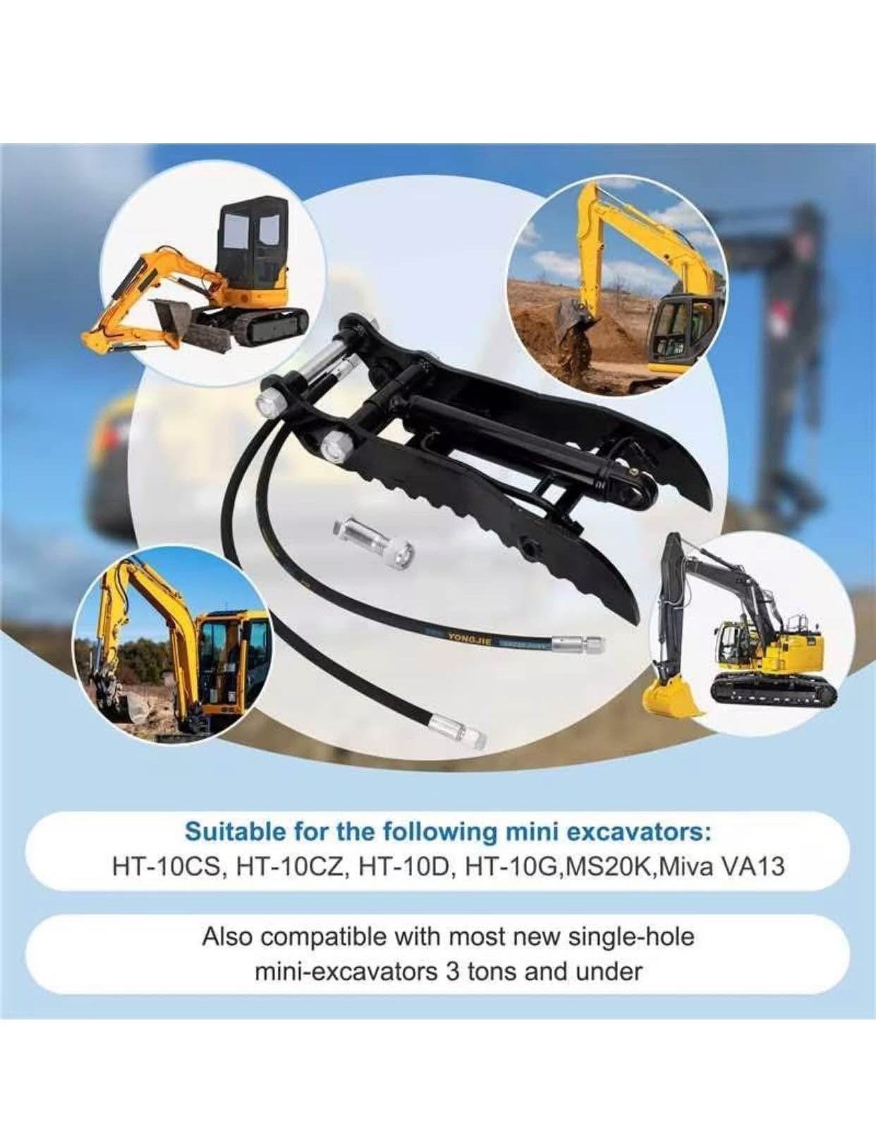 Hydraulic Thumb Clip for Mini Excavators,fits HT-10C HT-10CS HT-10CZ HT-10D HT-10G MS20k and Most Mini Excavators up to 3 Tons