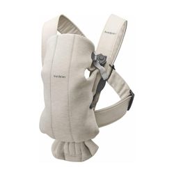 BabyBjörn Baby Carrier Mini, 3D Jersey, Light Beige | Newborn Carrier (7-25 lbs), Ergonomic, Easy-to-Use