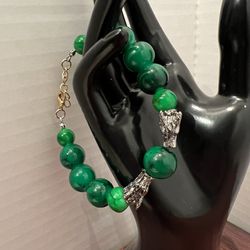 Green Marble Beads with Dragon Head