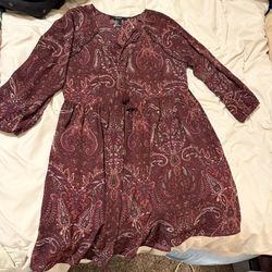 Maroon - Paisley Dress