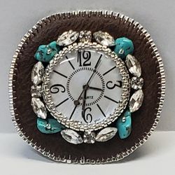 Handmade Beaded Watchface Brooch Pin