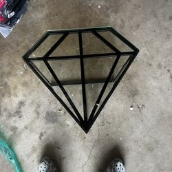 Diamond Shape Glass Top End Table