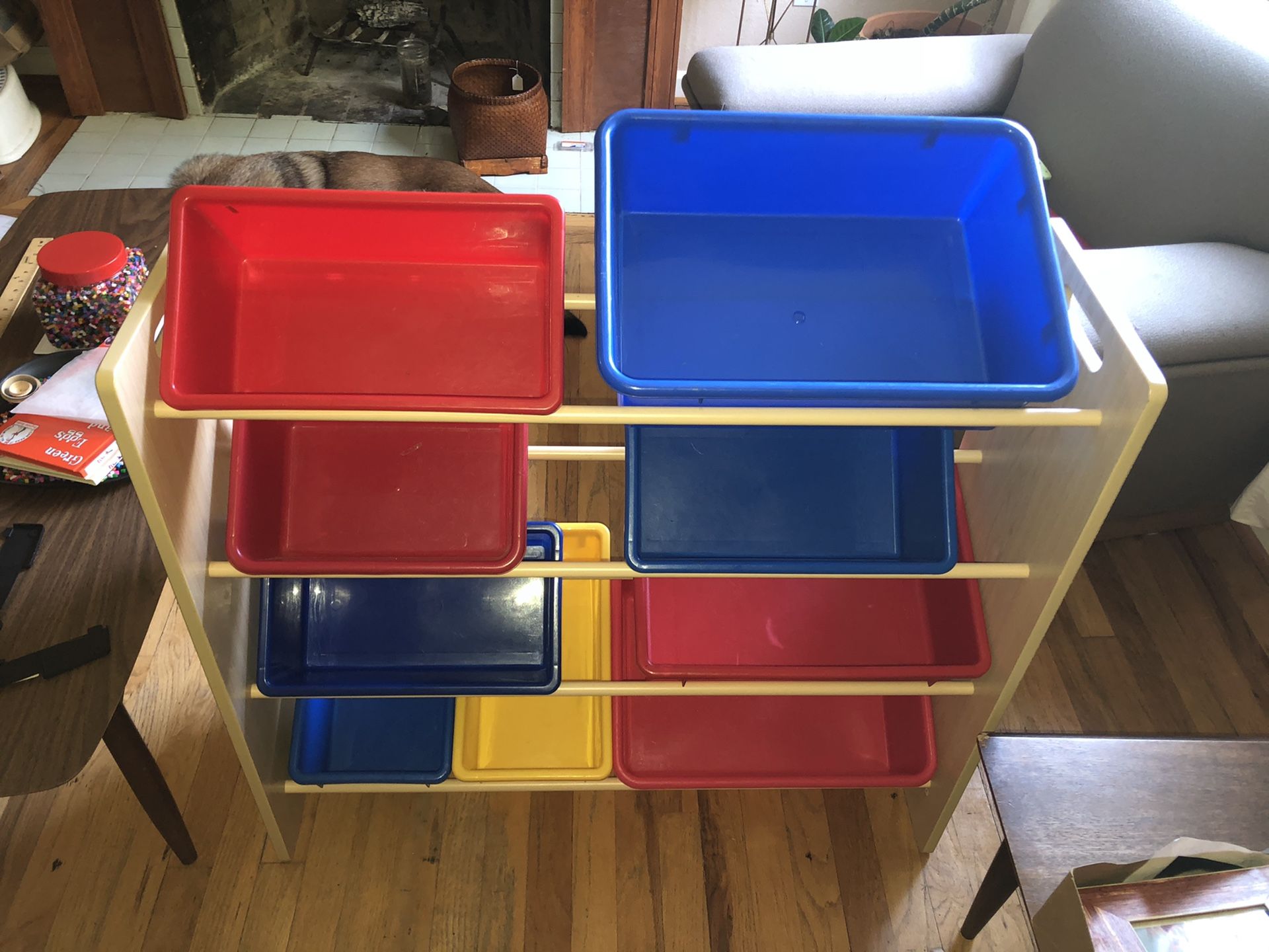 Kid children’s room storage bin rack