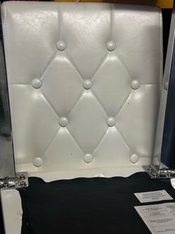 White Tufted Faux Leather Chair Back