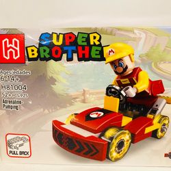 Super Mario Kart Minifigure and Car Yellow Hat Mario | New Building Kit STEM Toy