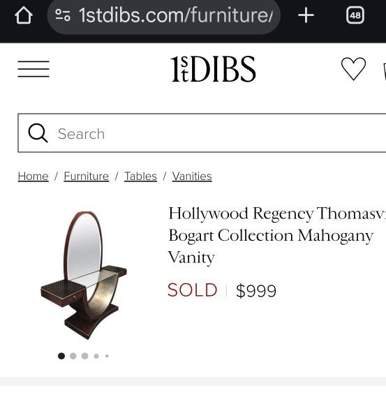 Hollywood Regency Thomasville Bogart Collection Mahogany Vanity With The Seat 