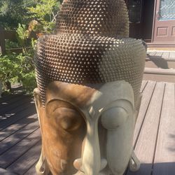 Giant Huge Wooden Carved Buddha Face
