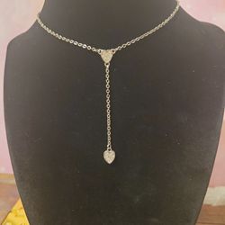 Brighton Silverplated Starry Night Y Heart Crystal Lariat Reversable Necklace F10
