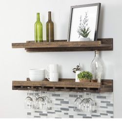 Wood Wine Glass Rack and Shelf