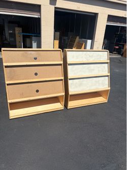 2 Kids Wood Bookcases With Wheels-$20 EACH