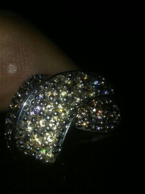 Pink White Sapphire ring. Sterling silver. Big Ring