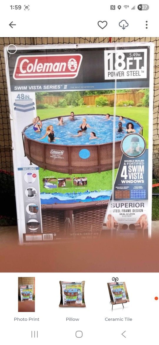 Coleman Above Ground Pool 18ft