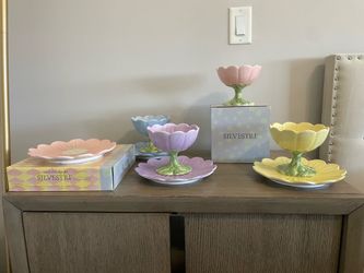 SILVESTRI 9 Piece Glass Flower Tea Set