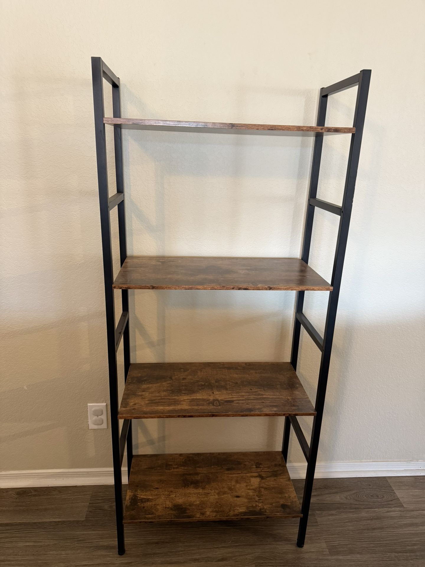 Industrial Rustic 4-Tier Bookshelf