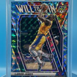 LeBron James 2020-21 Panini Mosaic  Blue Prizm Will To Win /99 Lakers