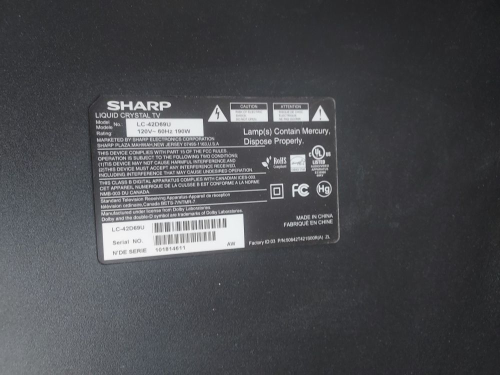 42" SHARP LIQUID CRYSTAL TV