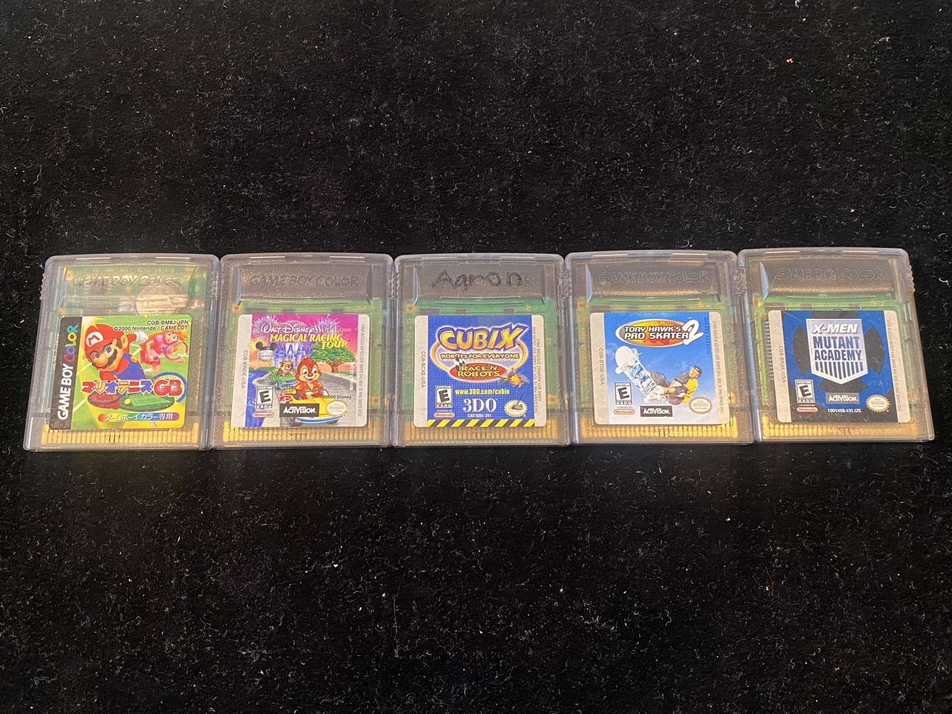 Nintendo GAME BOY Color Video Game Lot of 5(CUBIX -TONY HAWK -MARIO TENNIS JPN)