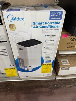 Shop Midea 10,000 BTU Smart Portable Air Conditioner for Rooms up to 450 Sq. Ft. with Remote, 3 Speeds, Dual Filter in White