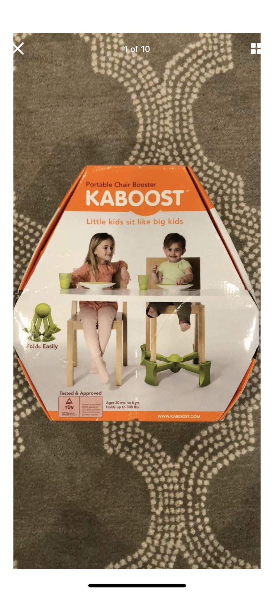 Kaboost, Portable Chair Booster-2 Heights- Toddlers Sit Like Big Kids -NEW